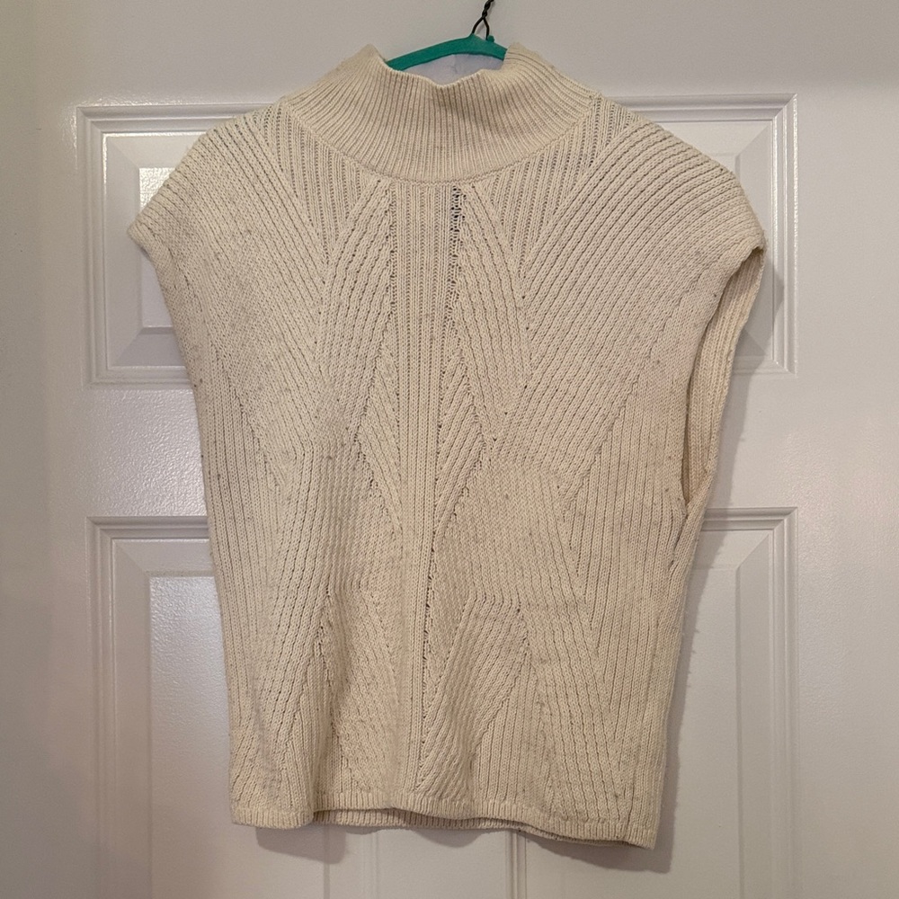 Express Cream Turtleneck Sleeveless Knit Sweater